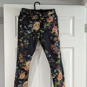 7 for all mankind floral print black jeans